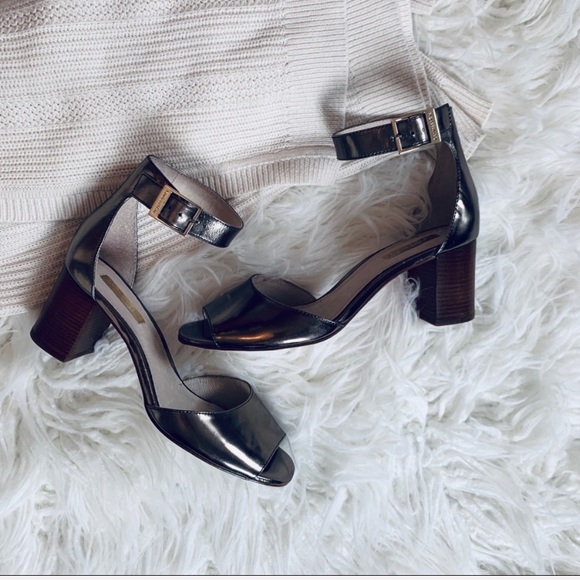 🌿 Louise Et Cie metallic leather Heels wood block - Picture 5 of 5